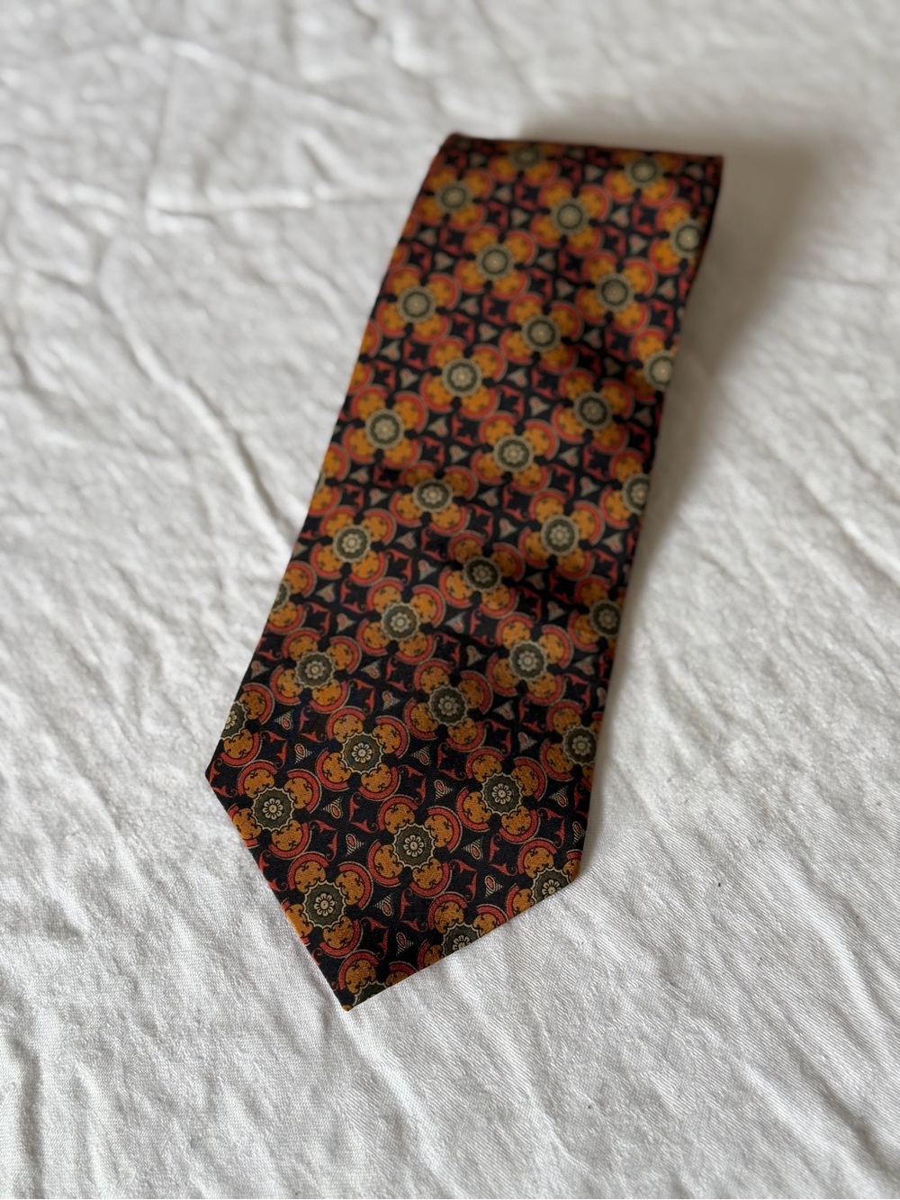 Vintage Valentino Hand Made in Italy Patterned Silk Necktie